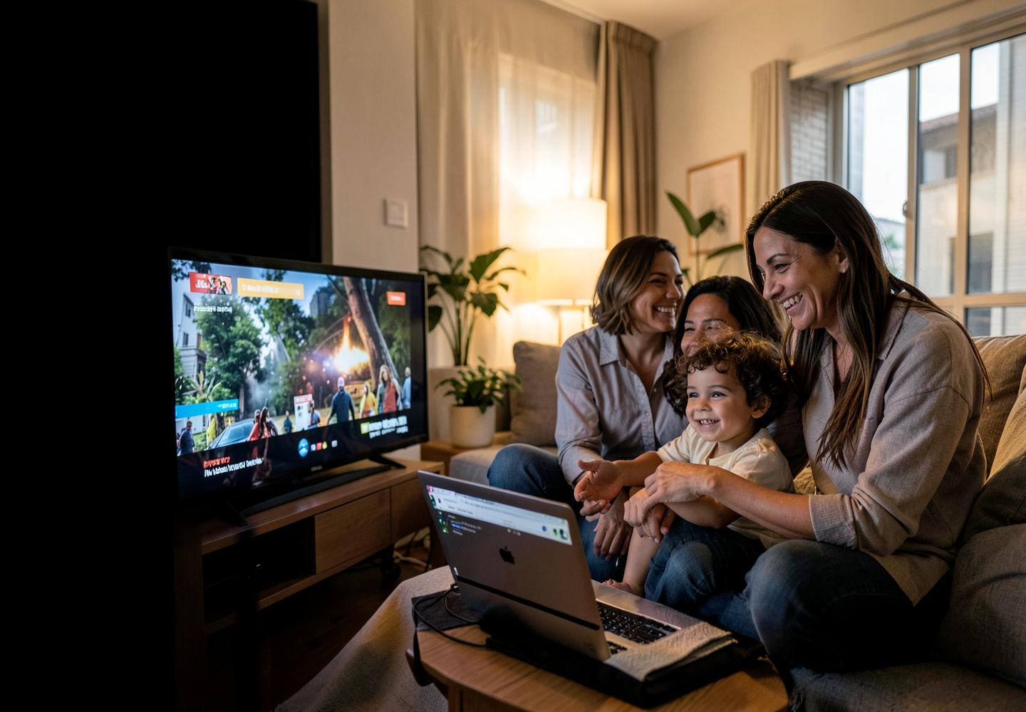 Família aproveitando um momento de entretenimento em casa